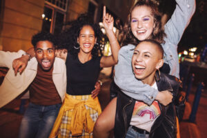 Young Gen-Z group out at a party